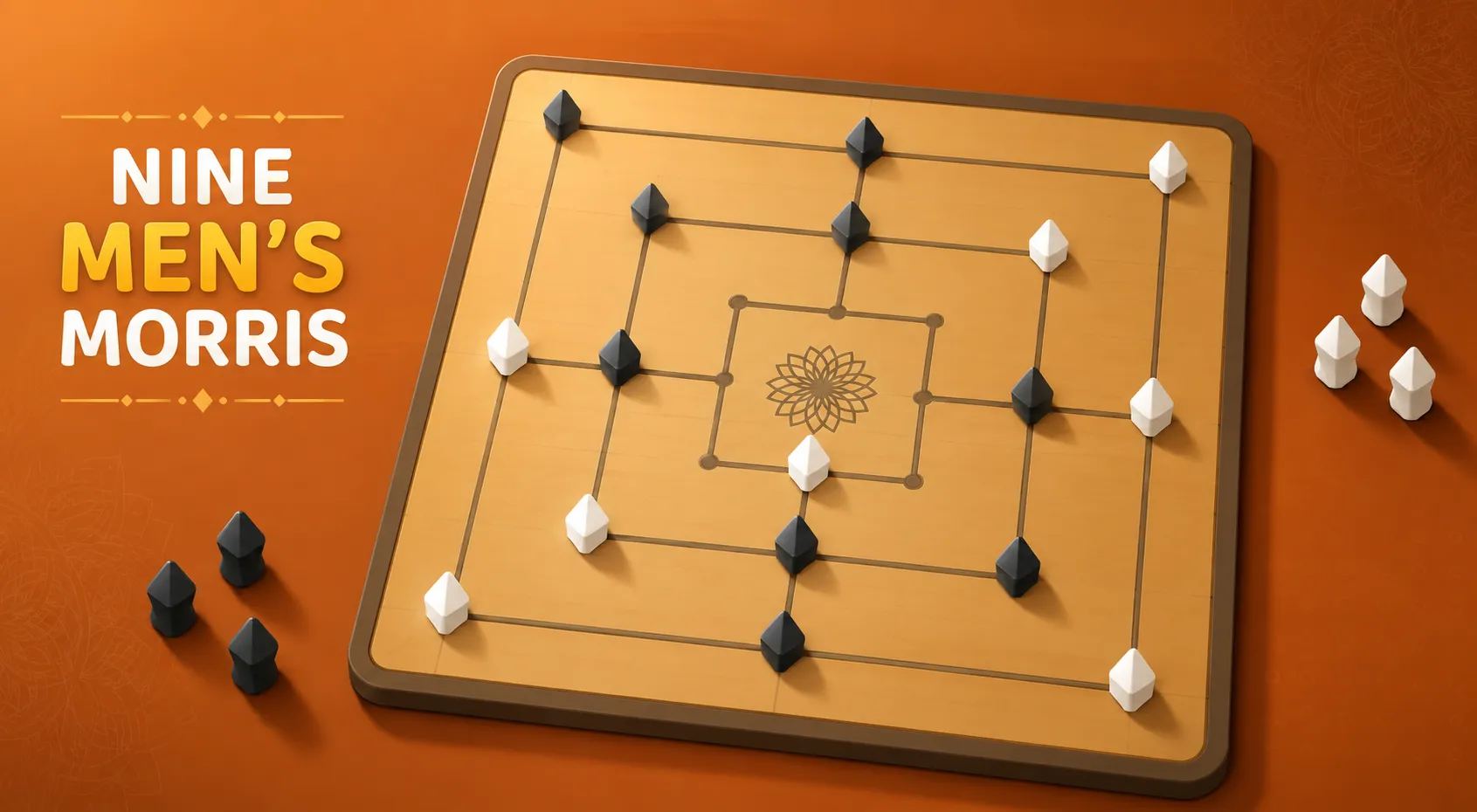 Nine Men's Morris game board mid-match