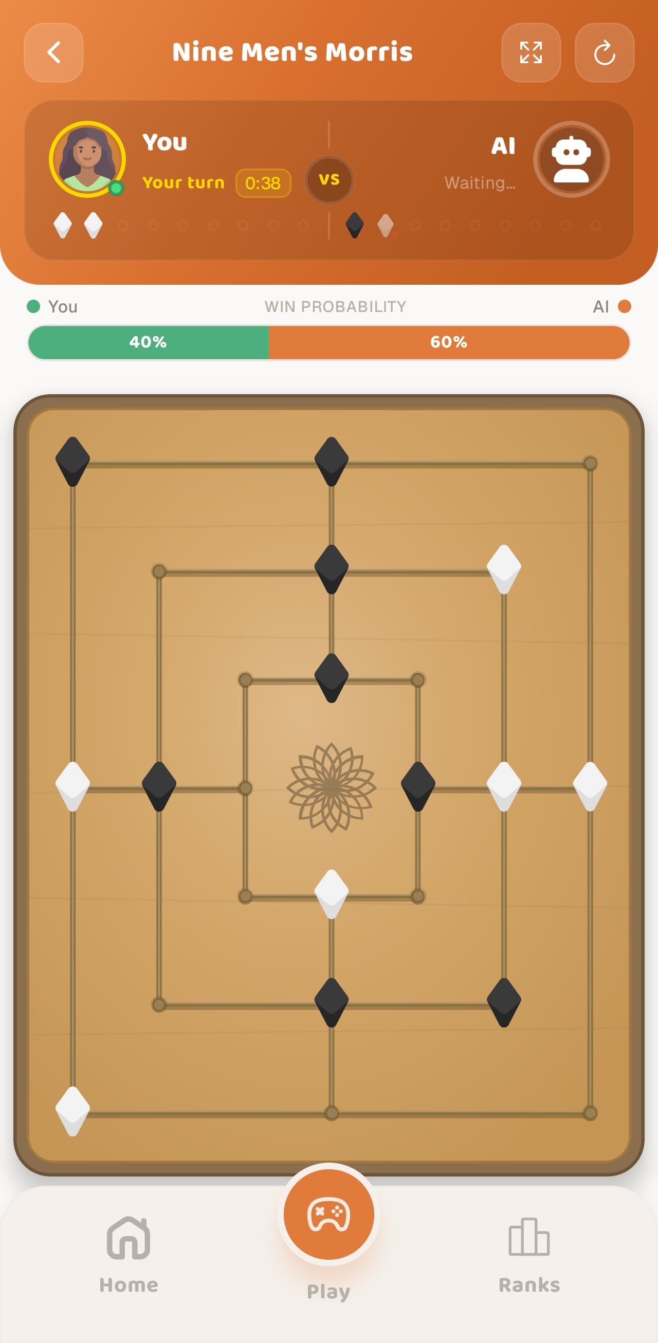 Full game board close-up showing a mill being formed